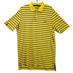 RLX Ralph Lauren Polo Shirt Mens Yellow Blue Stripe Cactus Embroider Golf Size M